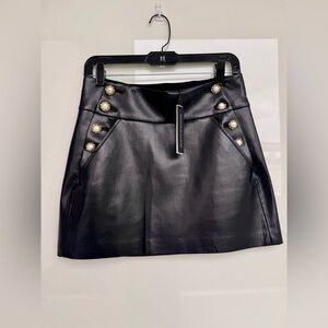 Alice + Olivia Black Mini Skirt with Pearl Details